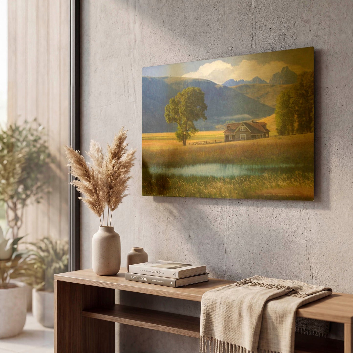 'Miller House Grand Tetons' By Chris Vest Gold Metal Wall Art