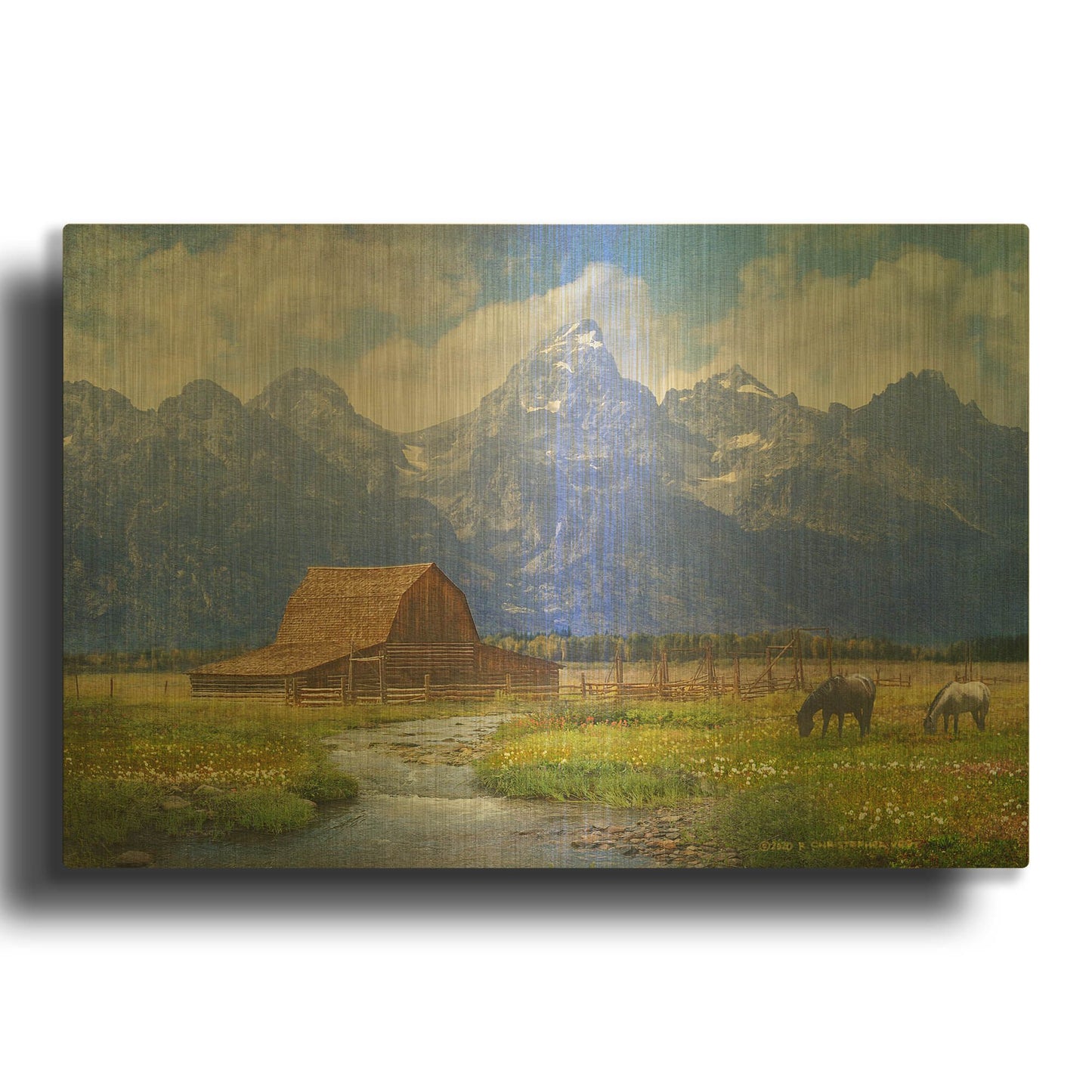 'Moulton Barn' By Chris Vest Gold Metal Wall Art