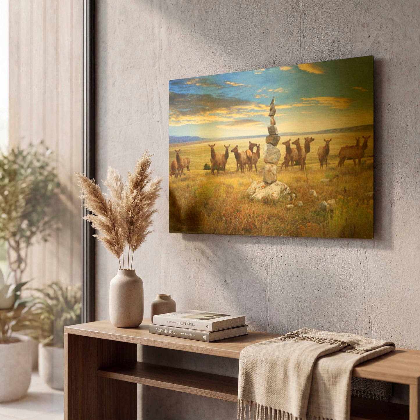 'Cairn Above Elk Refuge' By Chris Vest Gold Metal Wall Art