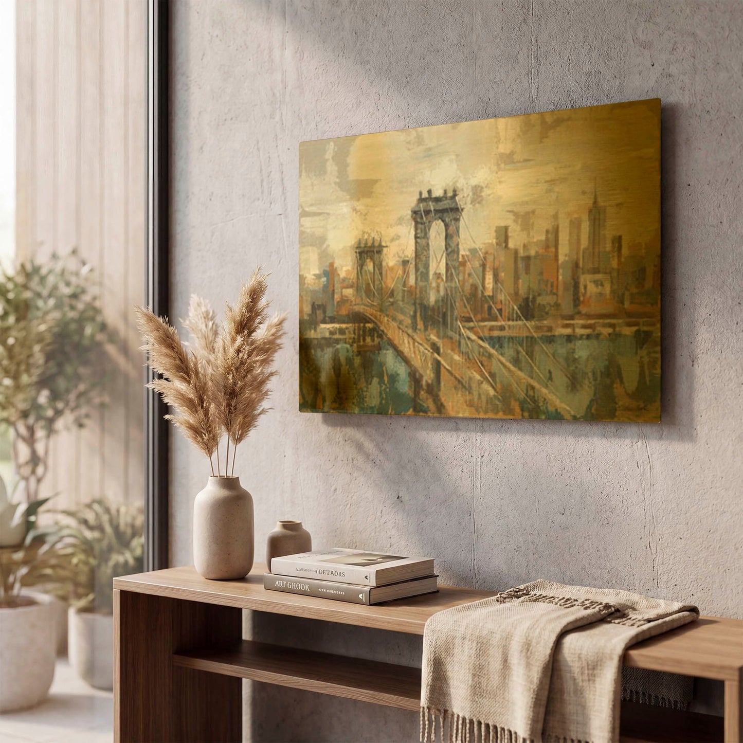 'New York View' By Silvia Vassileva Gold Metal Wall Art