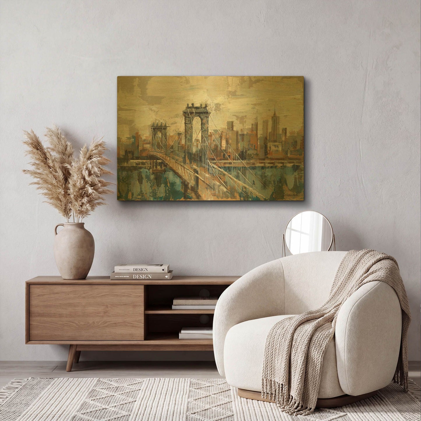'New York View' By Silvia Vassileva Gold Metal Wall Art