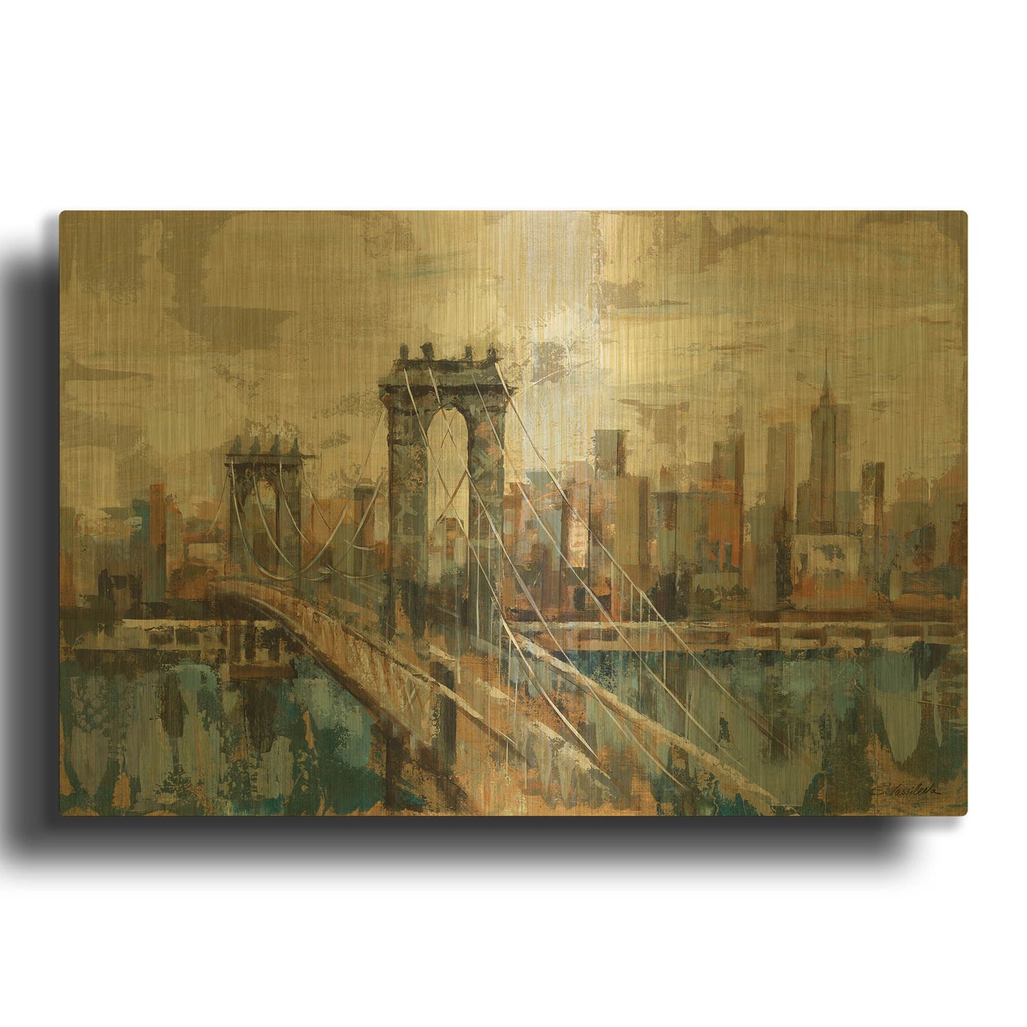 'New York View' By Silvia Vassileva Gold Metal Wall Art