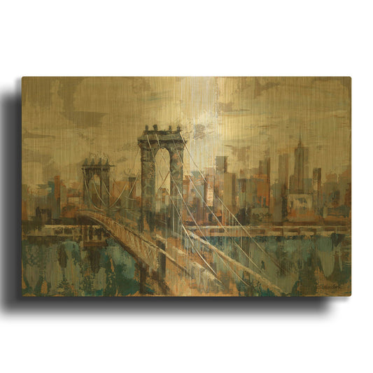 'New York View' By Silvia Vassileva Gold Metal Wall Art
