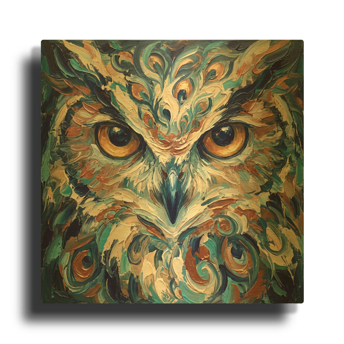 'Abstract Blue Owl' By Veve Gold Metal Wall Art