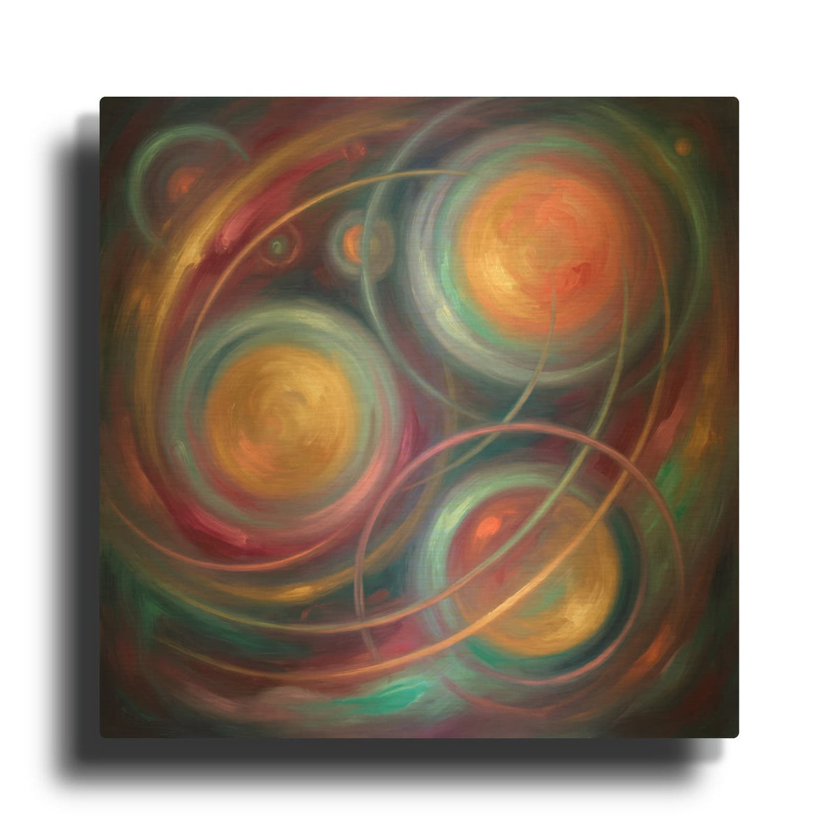 'Abstract Cosmic Orbits II' By Veve Gold Metal Wall Art