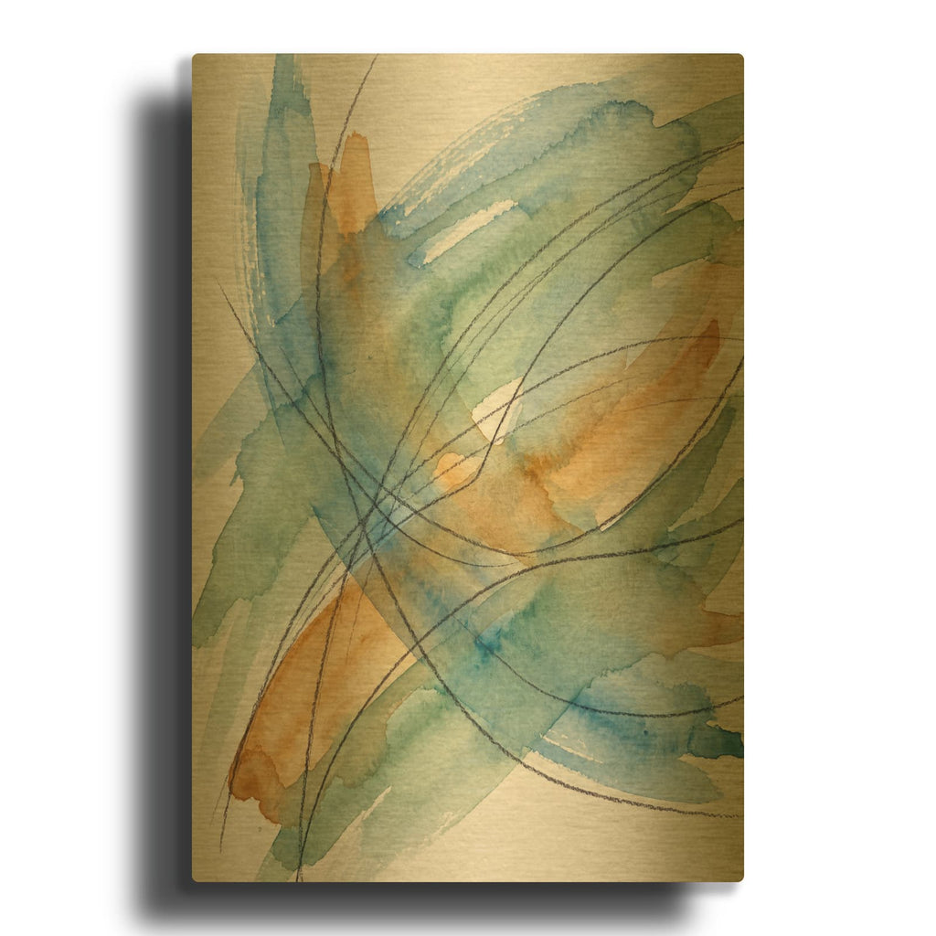 'Abstract Crosscurrent' By Veve Gold Metal Wall Art