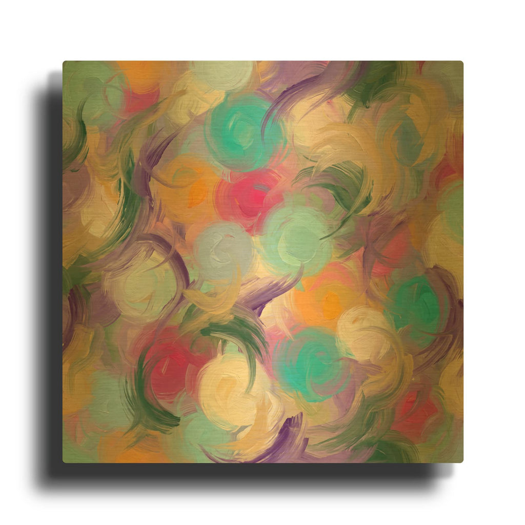 'Abstract Dancing Circles' By Veve Gold Metal Wall Art