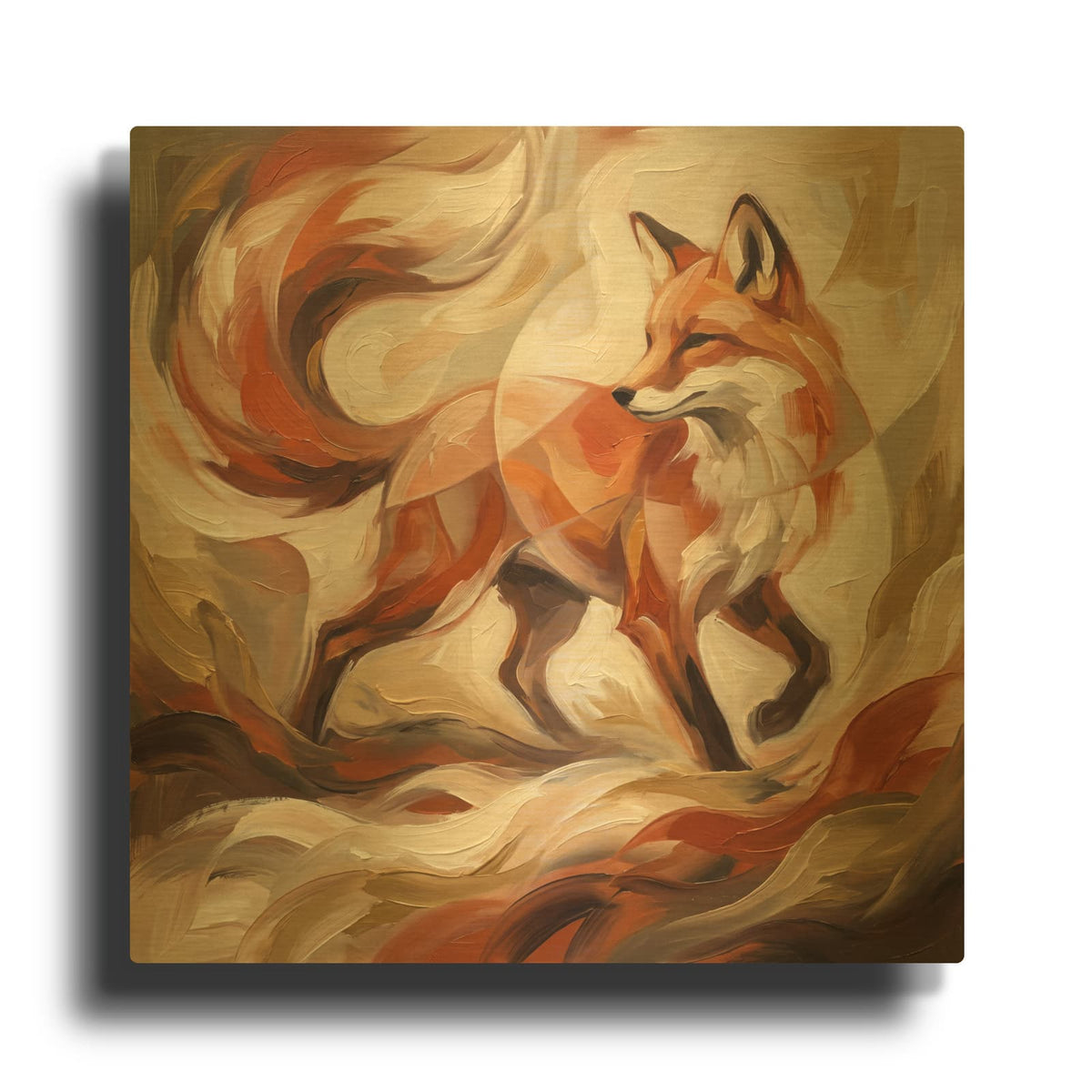 'Abstract Fox I' By Veve Gold Metal Wall Art