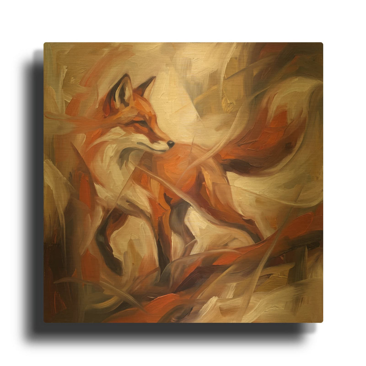 'Abstract Fox II' By Veve Gold Metal Wall Art