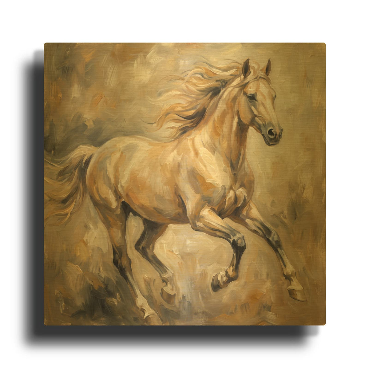 'Abstract Horse II' By Veve Gold Metal Wall Art