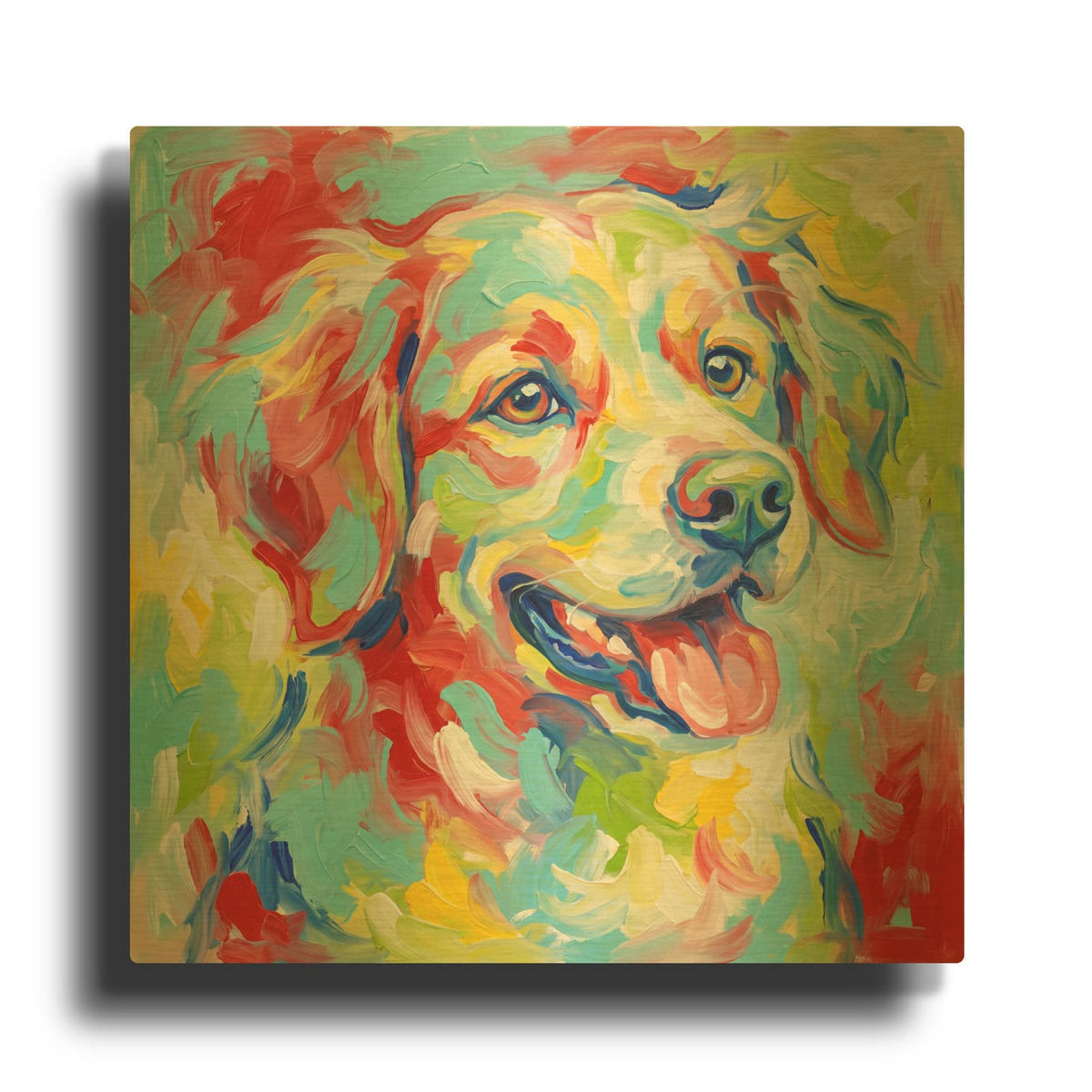 'Abstract Joyful Dog II' By Veve Gold Metal Wall Art