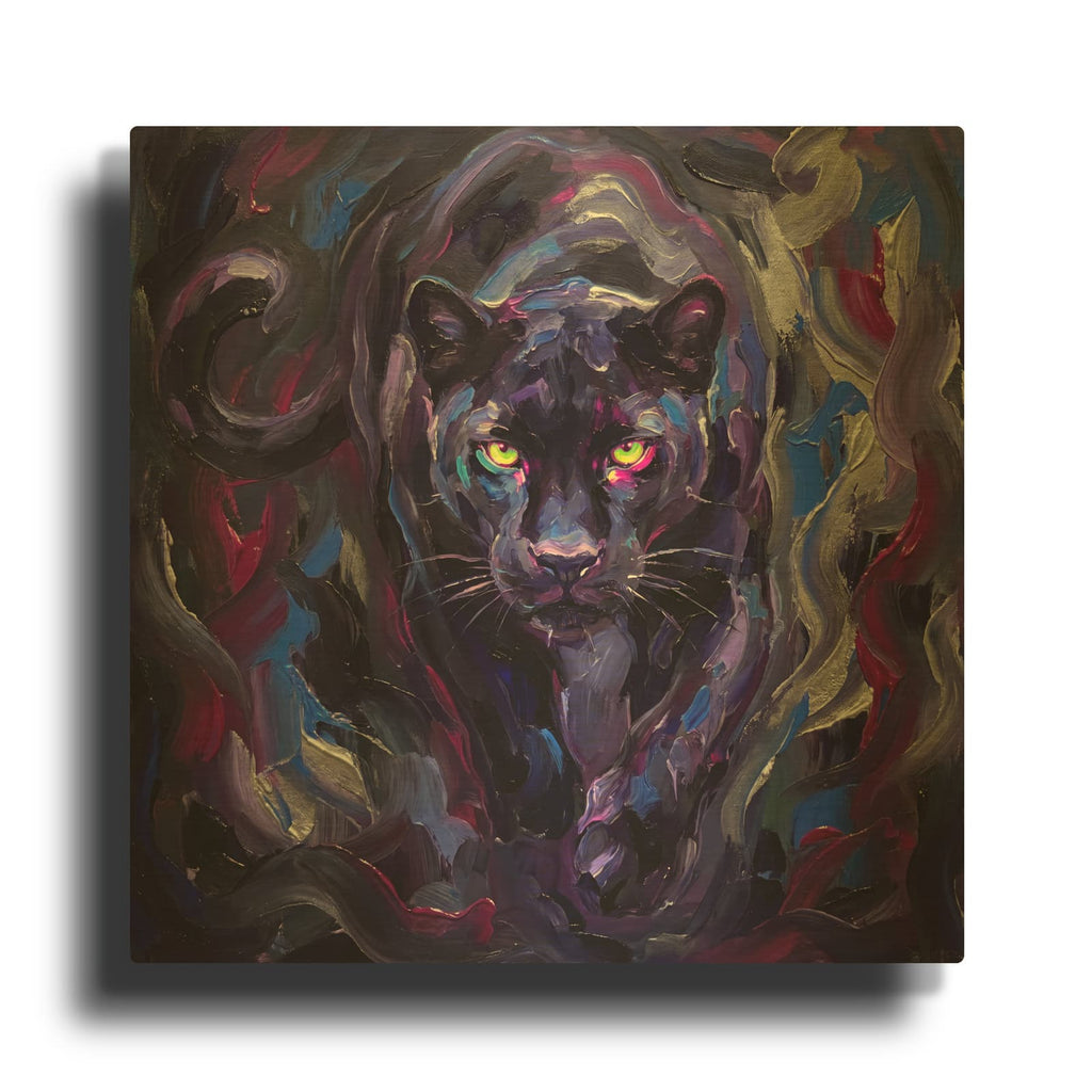 'Abstract Midnight Panther I' By Veve Gold Metal Wall Art