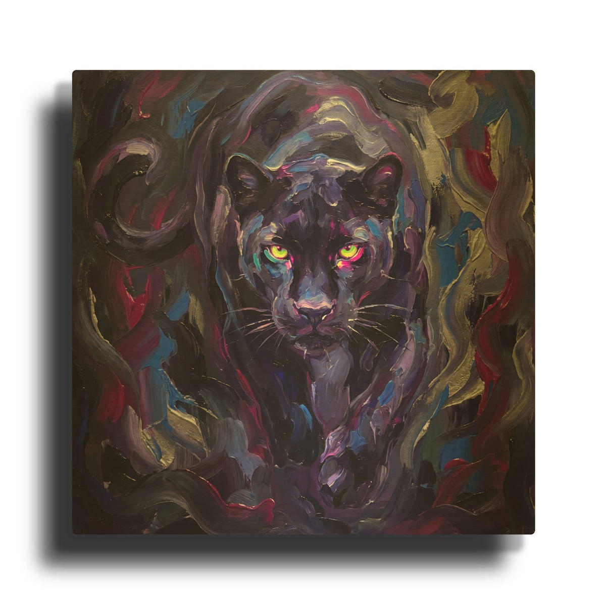 'Abstract Midnight Panther I' By Veve Gold Metal Wall Art