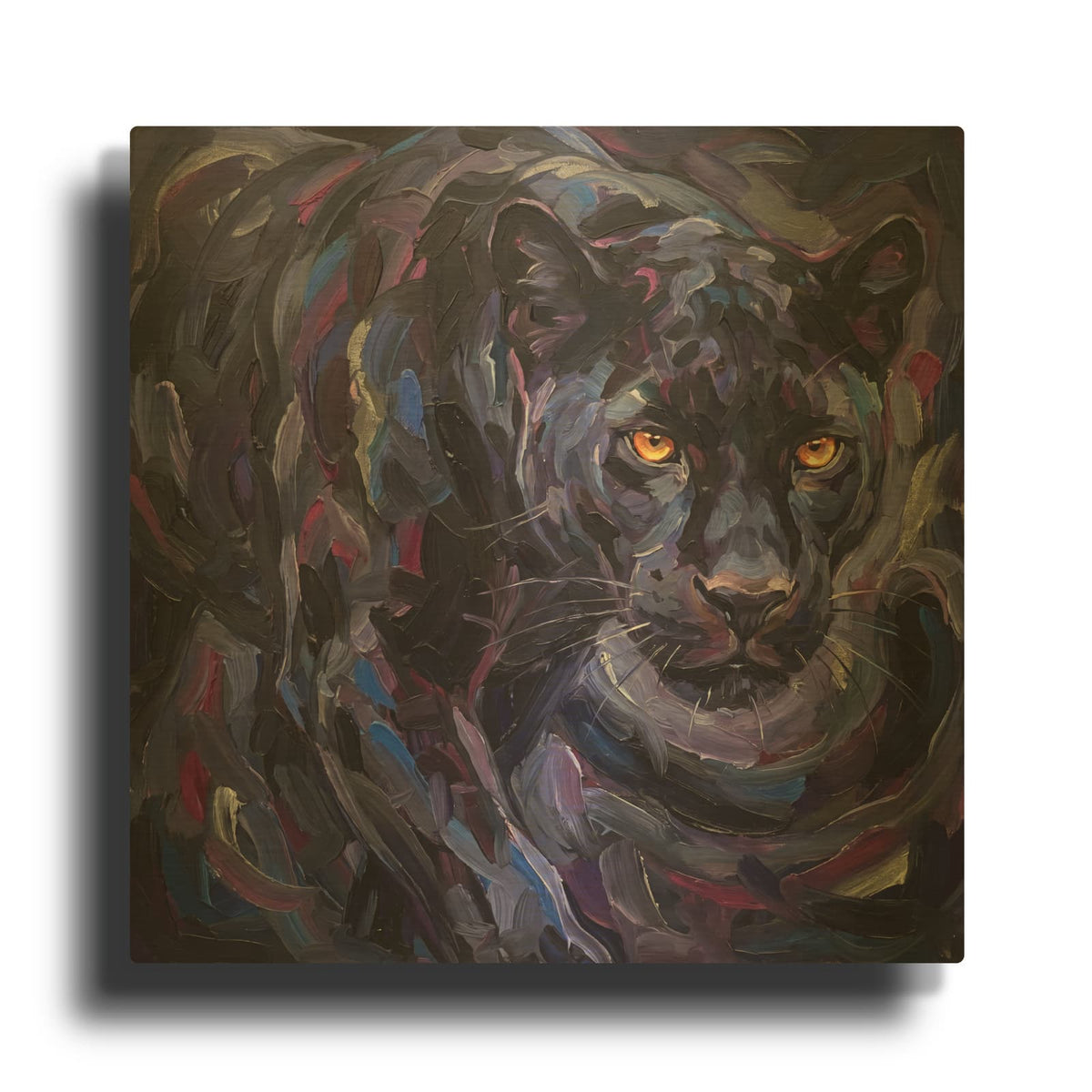 'Abstract Midnight Panther II' By Veve Gold Metal Wall Art
