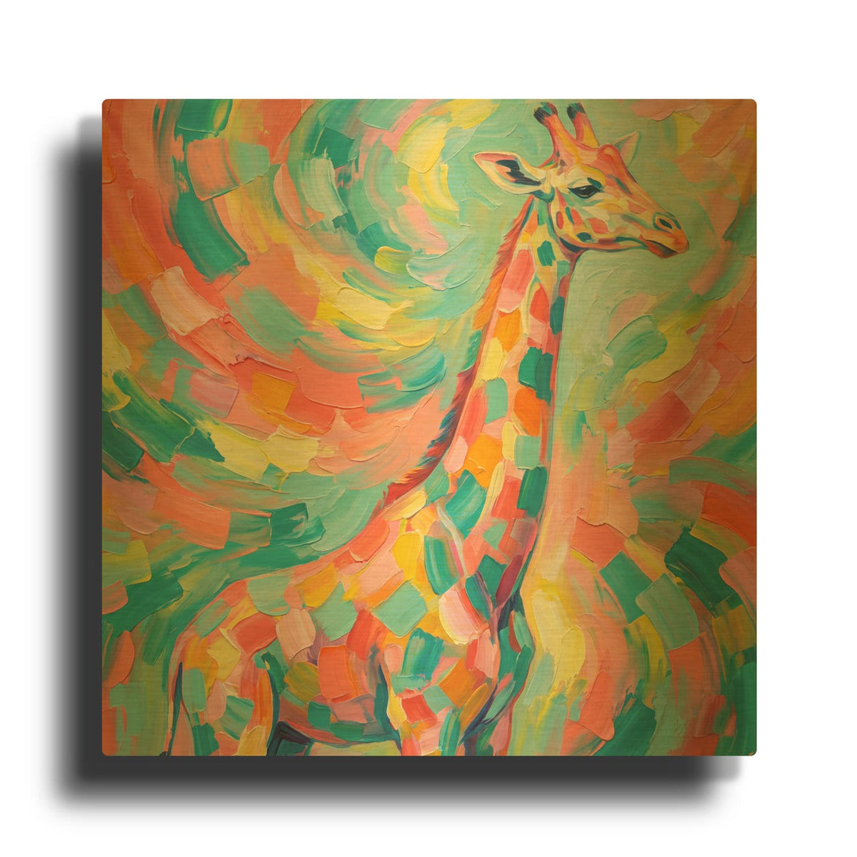 'Abstract Rainbow Giraffe I' By Veve Gold Metal Wall Art