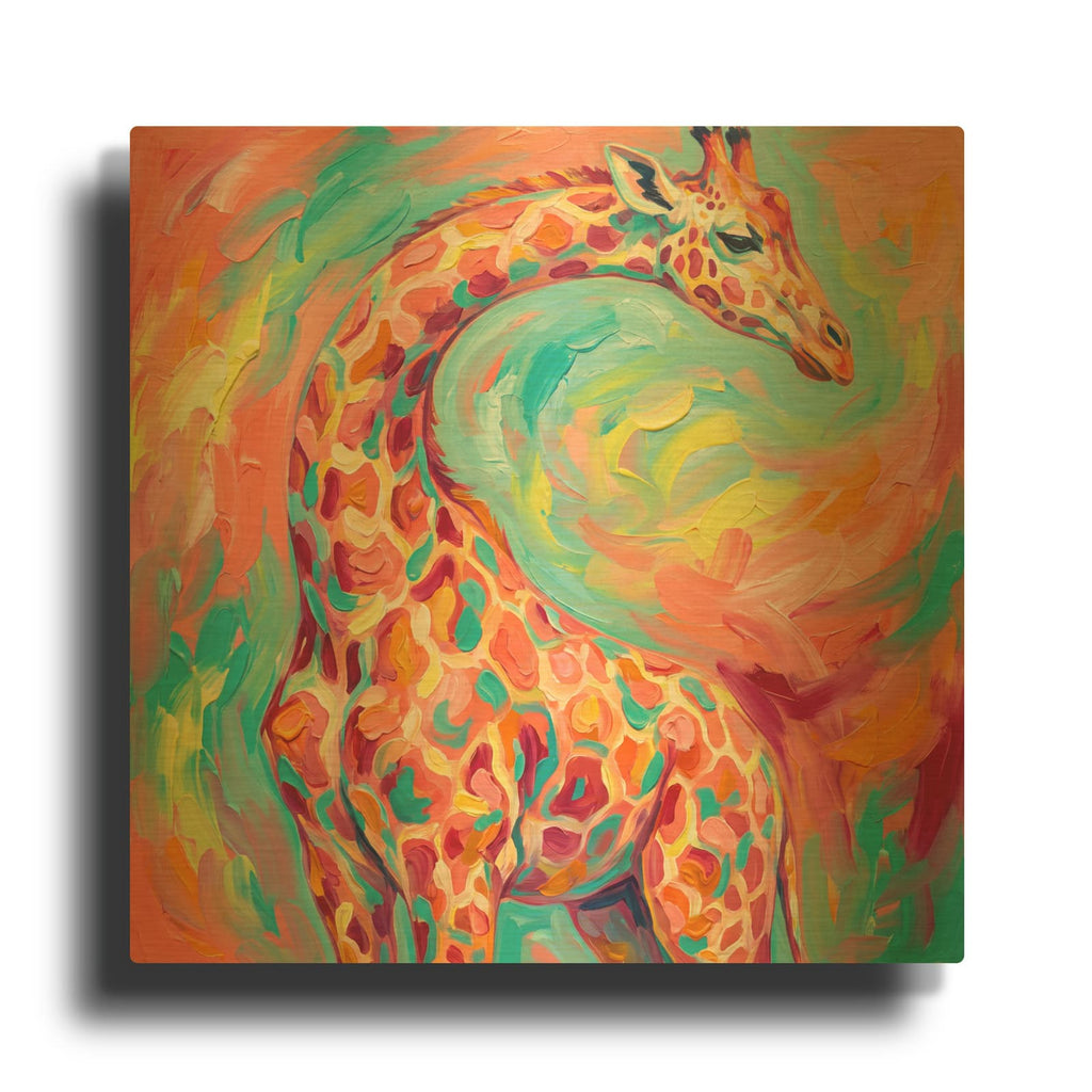 'Abstract Rainbow Giraffe II' By Veve Gold Metal Wall Art