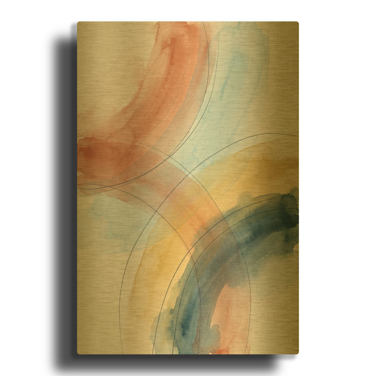 'Abstract Soft Tide' By Veve Gold Metal Wall Art