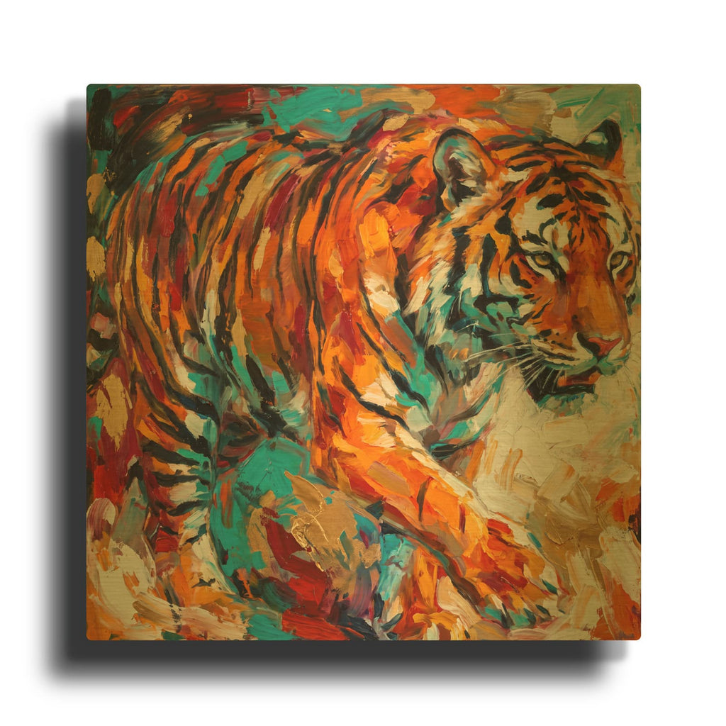 'Abstract Tiger I' By Veve Gold Metal Wall Art
