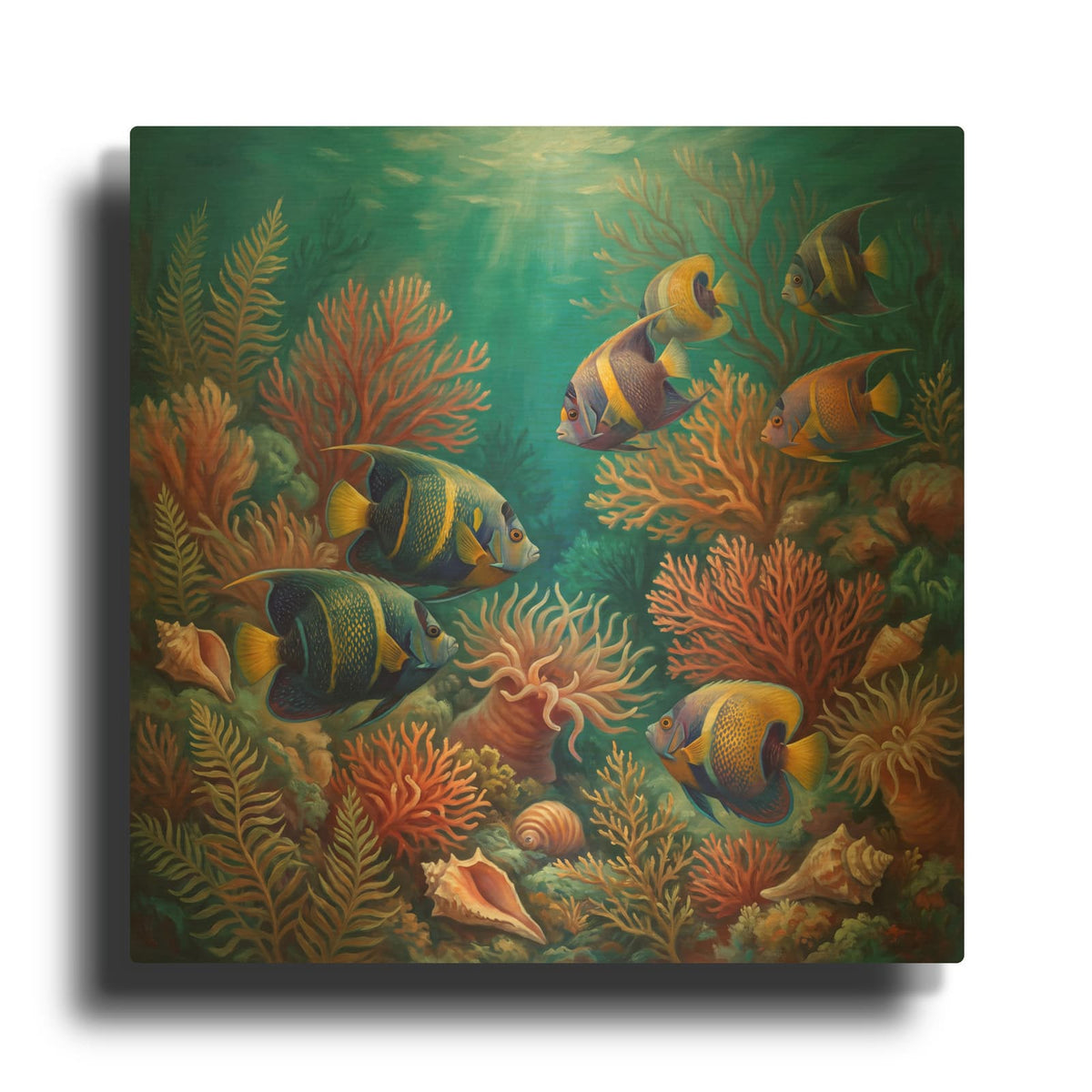 'Angelfish Gathering' By Veve Gold Metal Wall Art