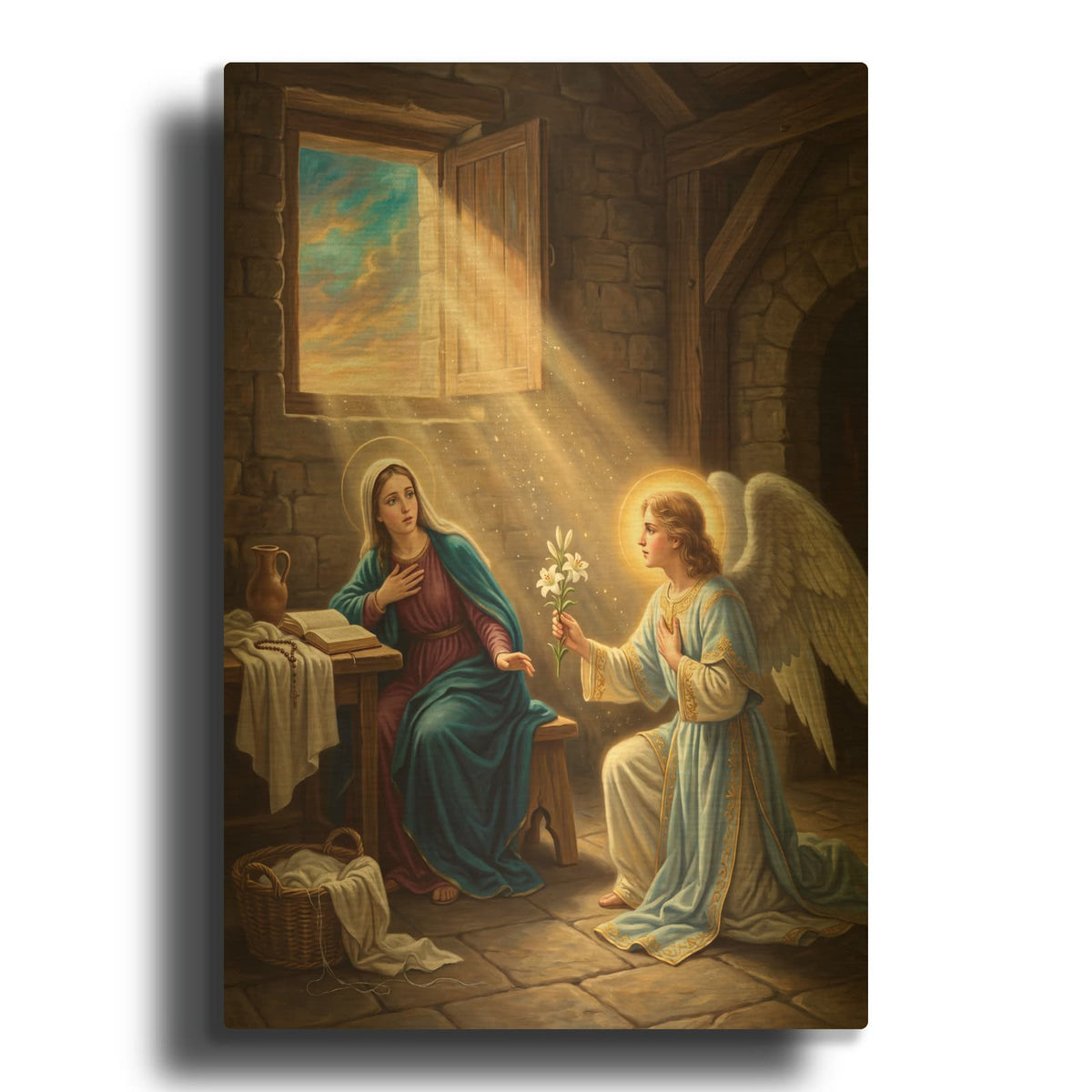 'Annunciation II' By Veve Gold Metal Wall Art