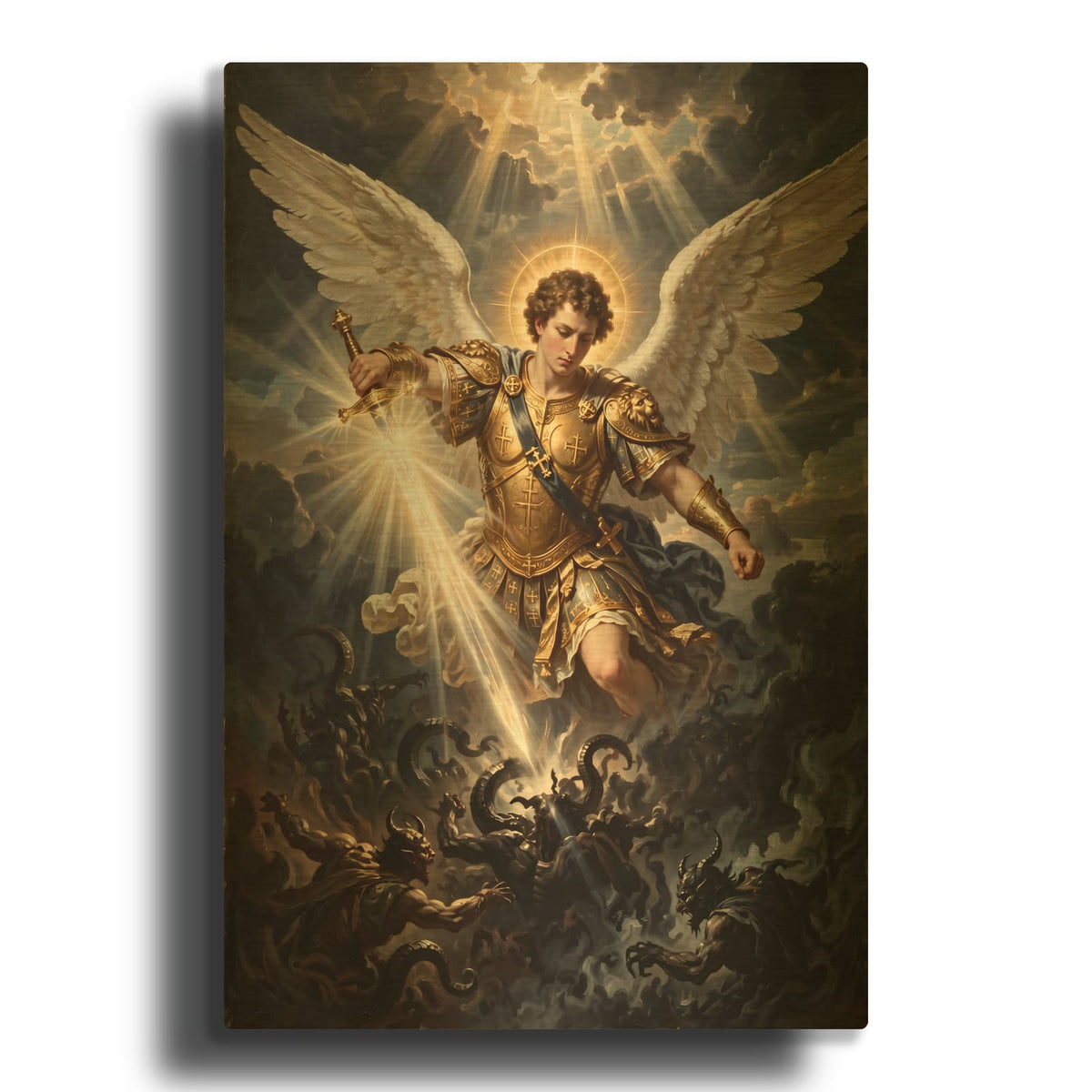 'Archangel Michael Triumph' By Veve Gold Metal Wall Art