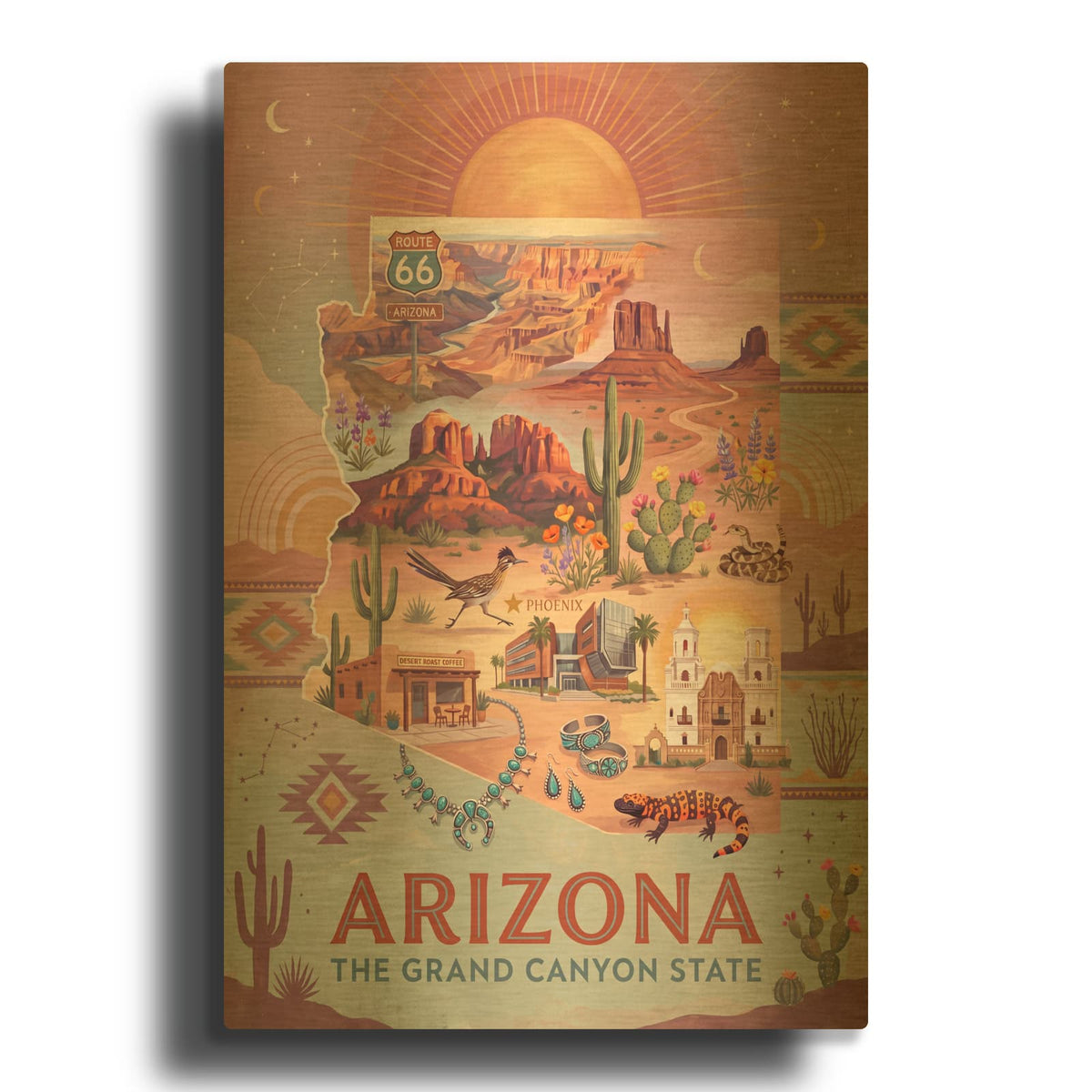 'Arizona The Grand Canyon State' By Veve Gold Metal Wall Art