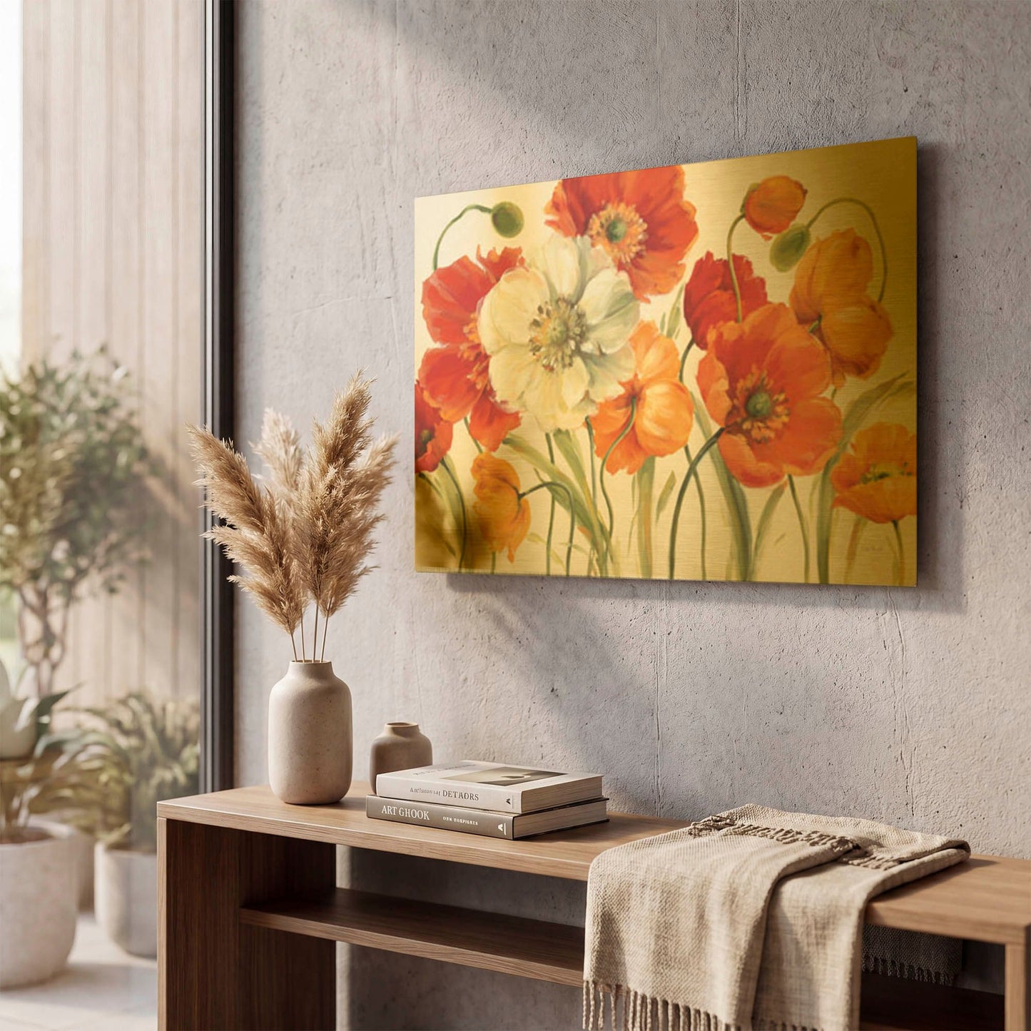 'Poppies Melody I' By Lisa Audit Gold Metal Wall Art