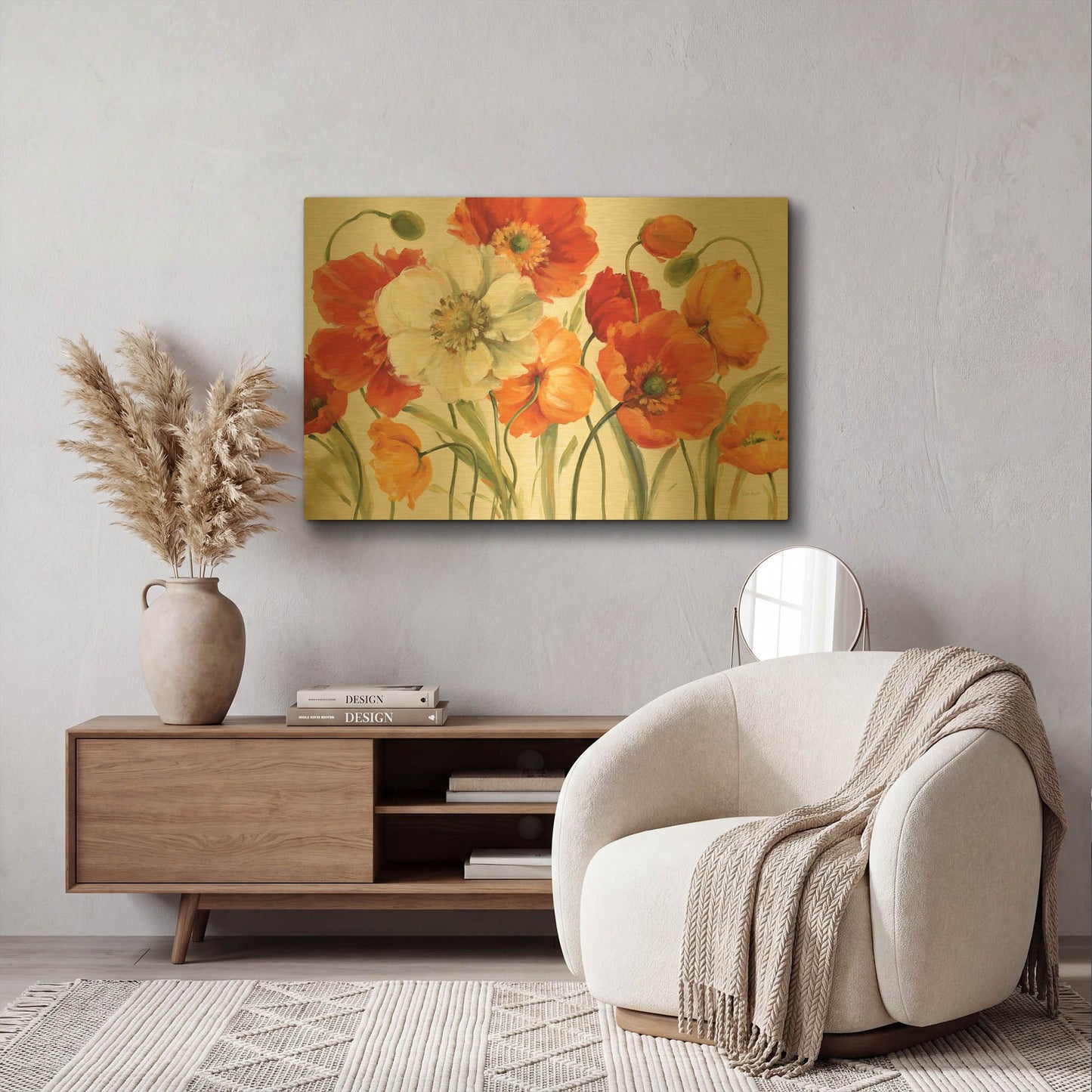 'Poppies Melody I' By Lisa Audit Gold Metal Wall Art