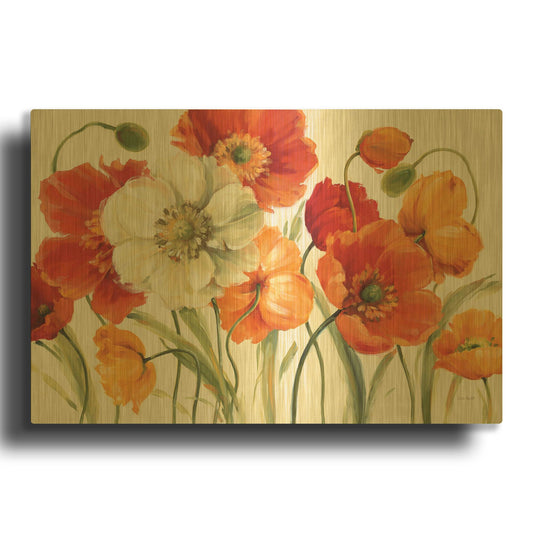 'Poppies Melody I' By Lisa Audit Gold Metal Wall Art