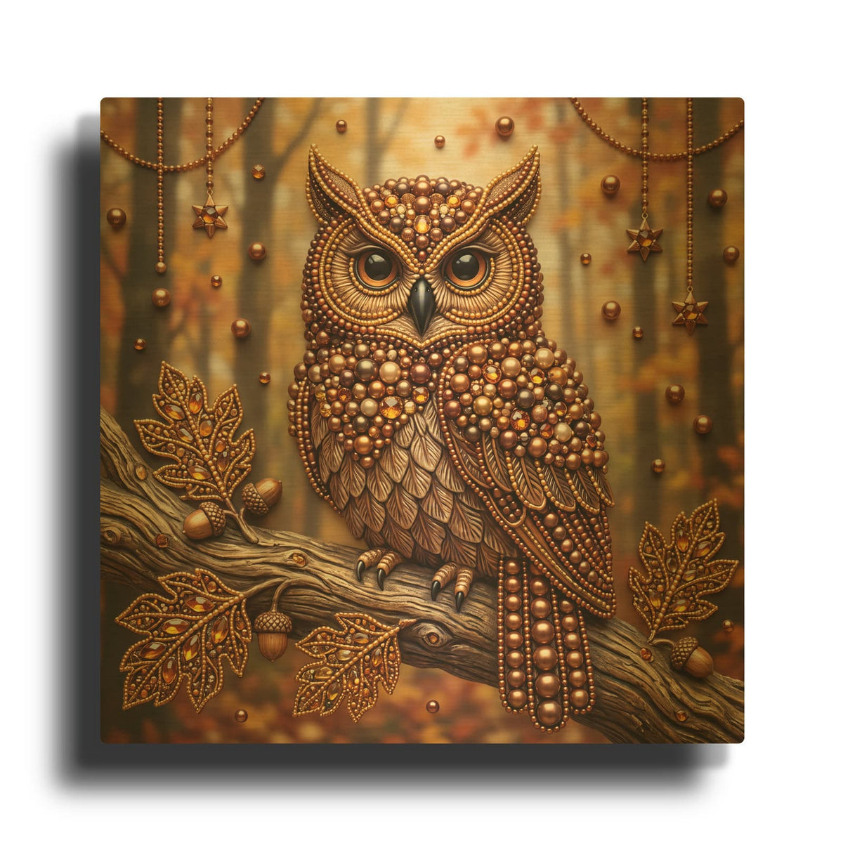 'Autumn Owl' By Veve Gold Metal Wall Art