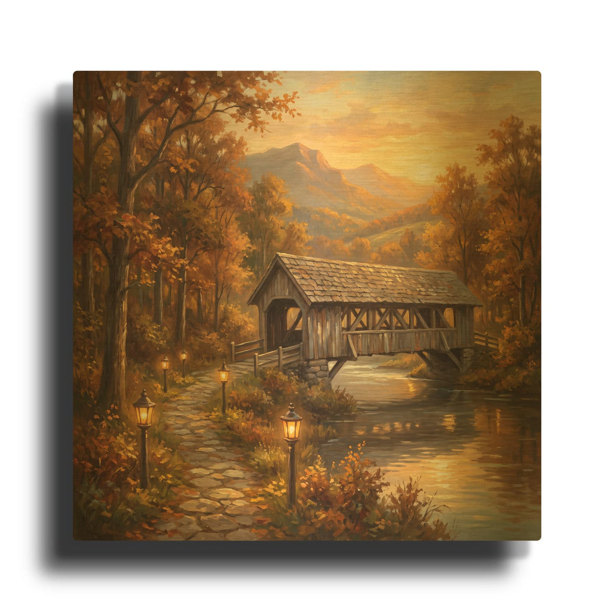 'Autumn Valley' By Veve Gold Metal Wall Art
