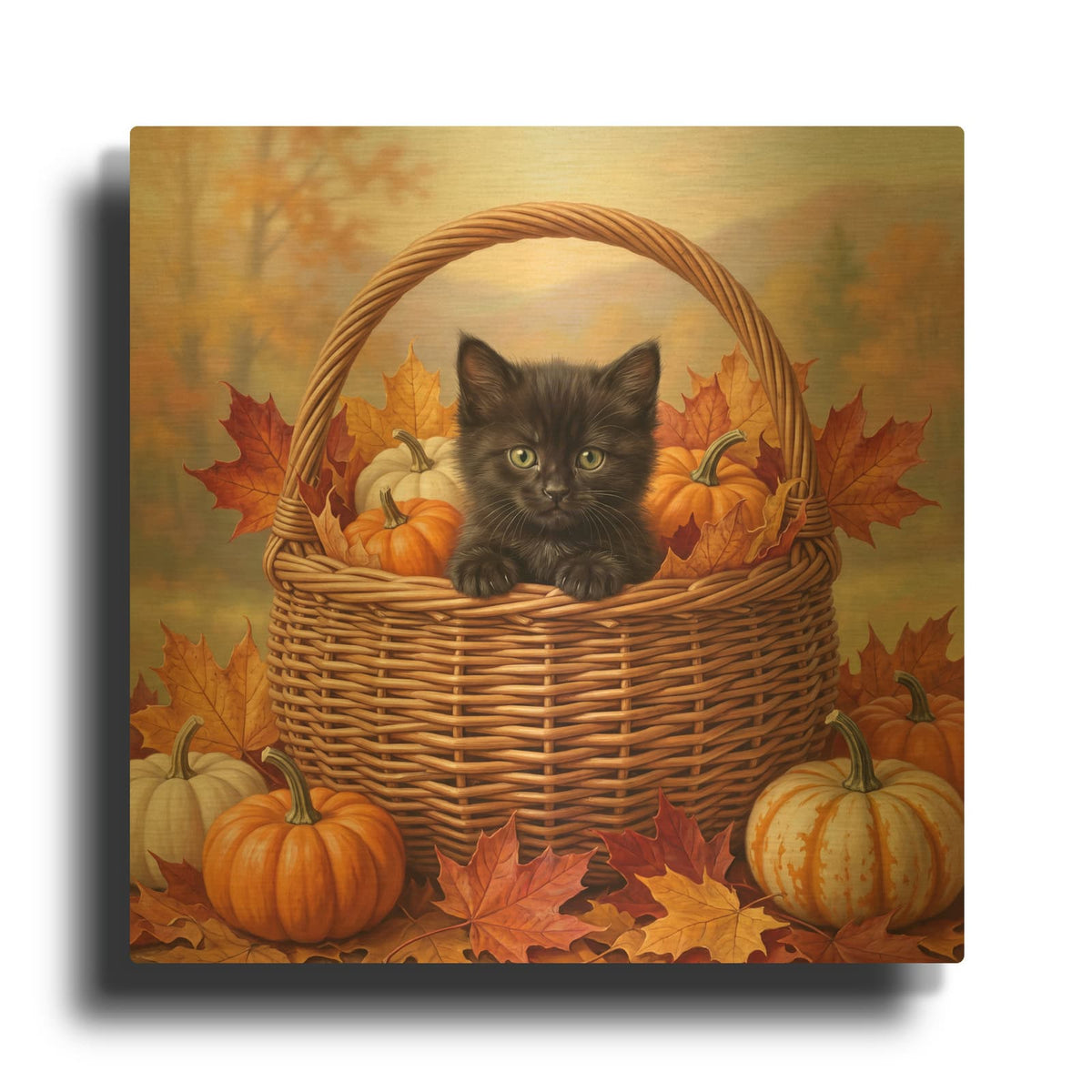 'Basket of Whiskers' By Veve Gold Metal Wall Art