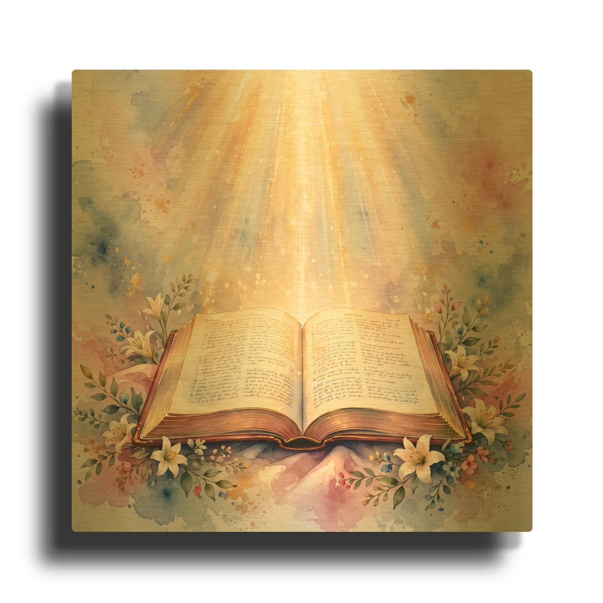 'Bible Divine Light' By Veve Gold Metal Wall Art