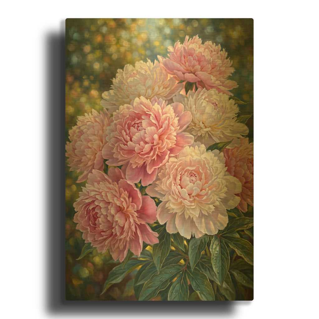 'Blushing Peony Cloud' By Veve Gold Metal Wall Art