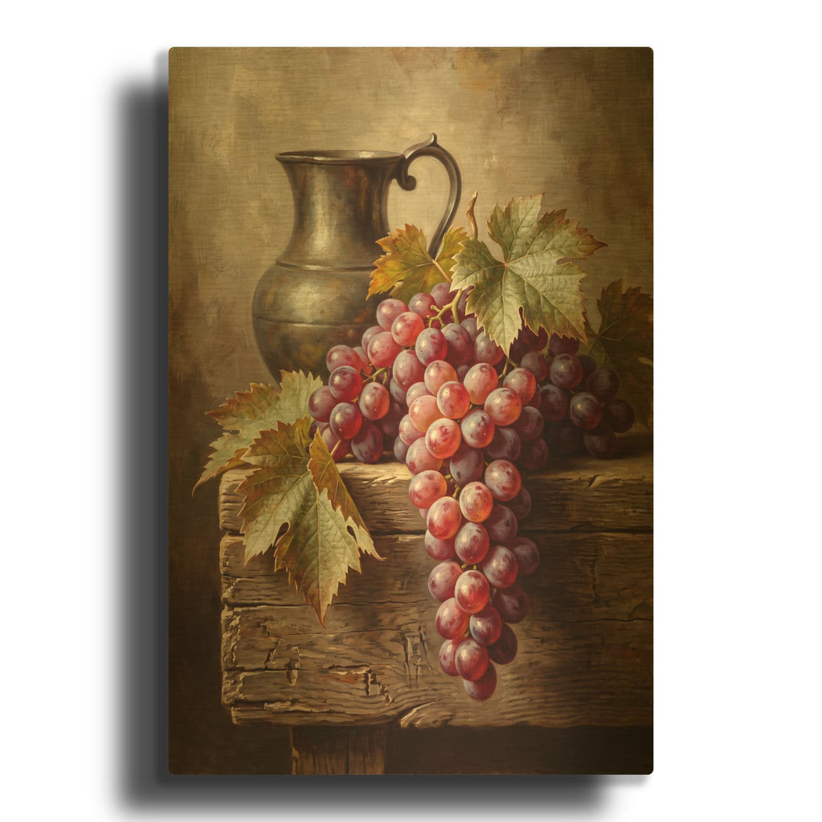 'Burgundy Harvest' By Veve Gold Metal Wall Art