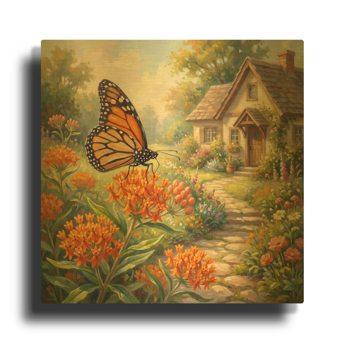 'Butterfly and Monarch' By Veve Gold Metal Wall Art