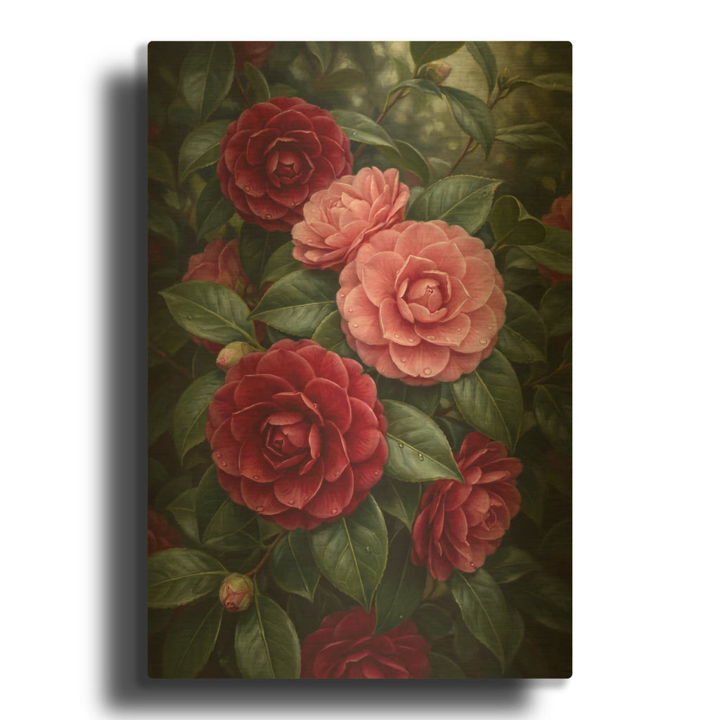 'Camellia Velvet' By Veve Gold Metal Wall Art