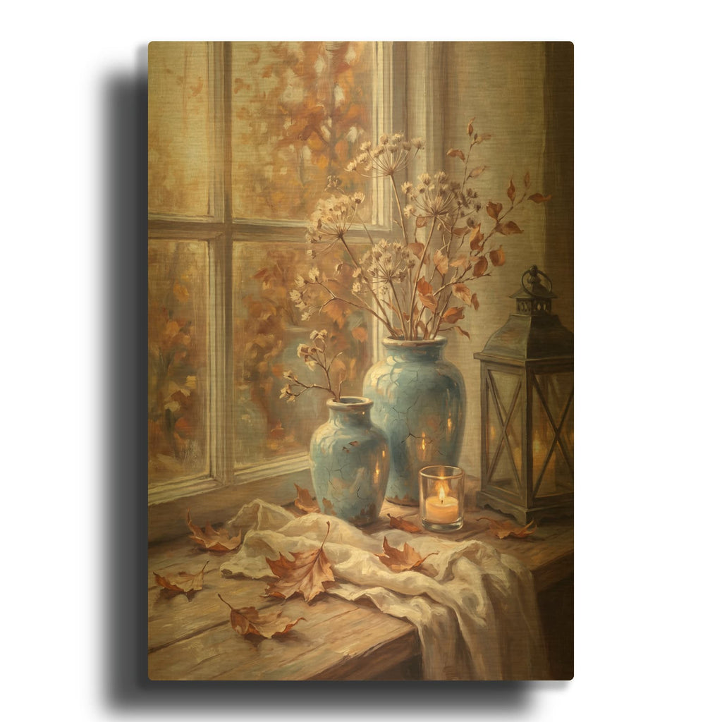 'Candlelight and Autumn Dreams' By Veve Gold Metal Wall Art