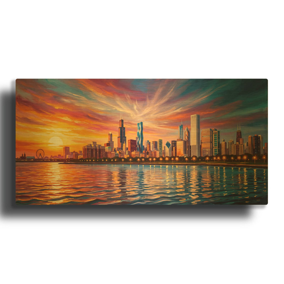 'Chicago Lake View' By Veve Gold Metal Wall Art