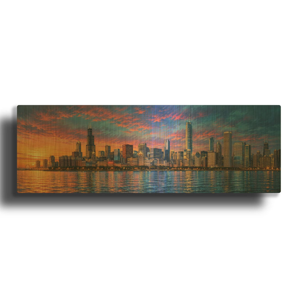 'Chicago Skyline' By Veve Gold Metal Wall Art