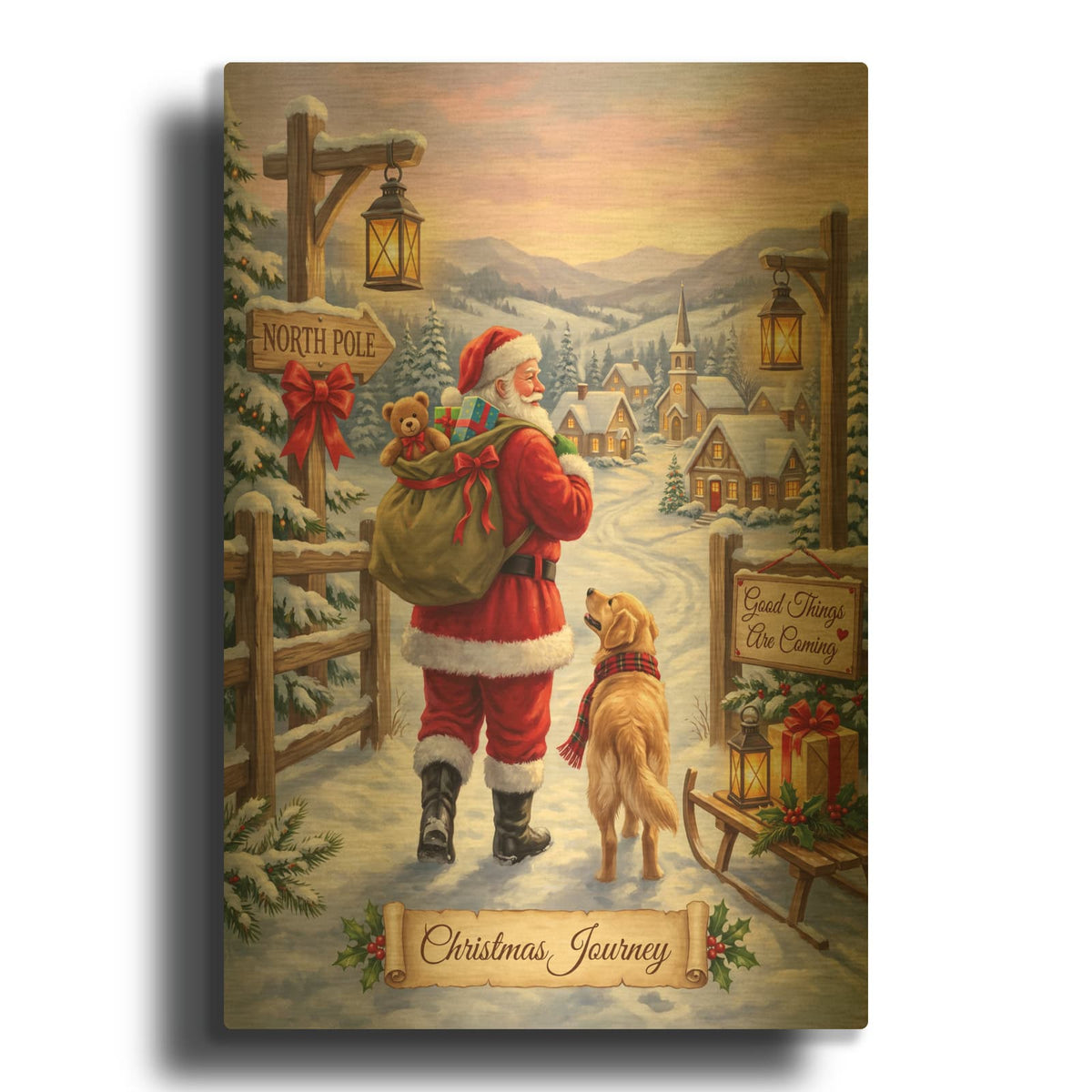 'Christmas Journey' By Veve Gold Metal Wall Art