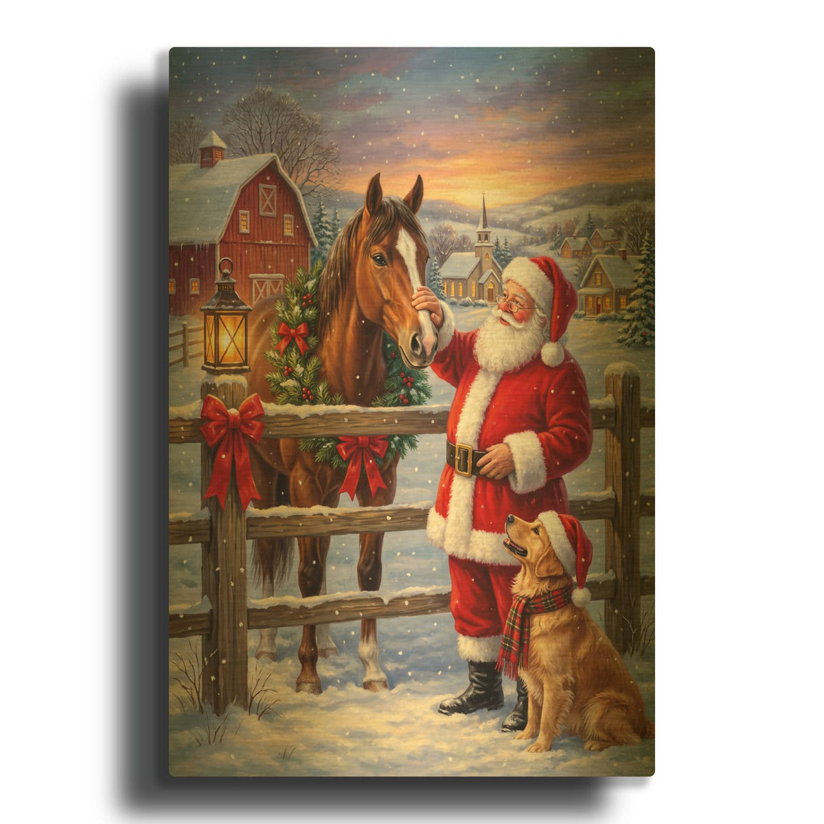 'Christmas with Santa' By Veve Gold Metal Wall Art