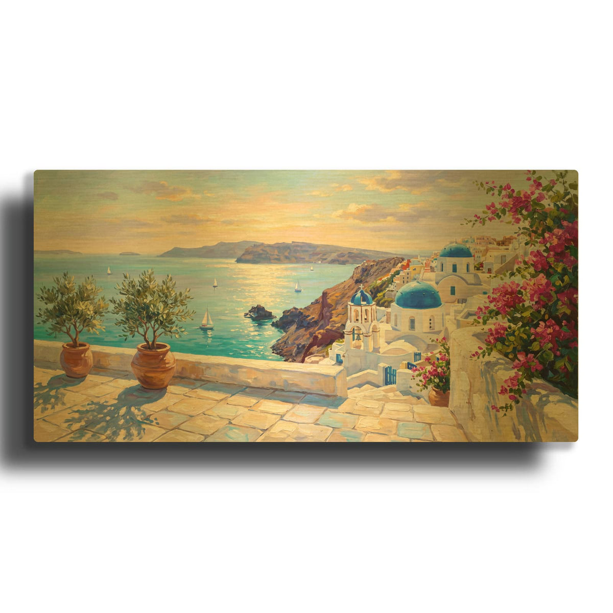 'Coastal Elegance – The Greek Island' By Veve Gold Metal Wall Art