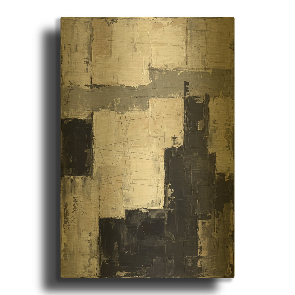 'Concrete Shadows' By Veve Gold Metal Wall Art