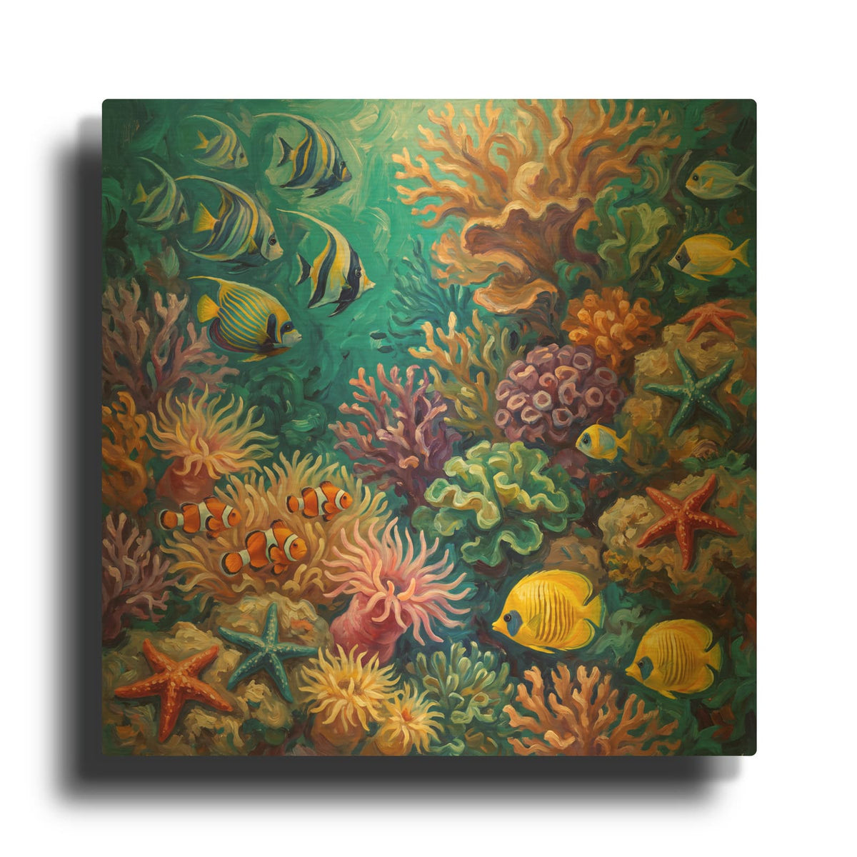 'Coral Carnival' By Veve Gold Metal Wall Art