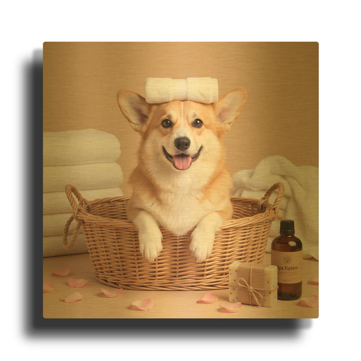 'Corgi Laundry Room Helper' By Veve Gold Metal Wall Art