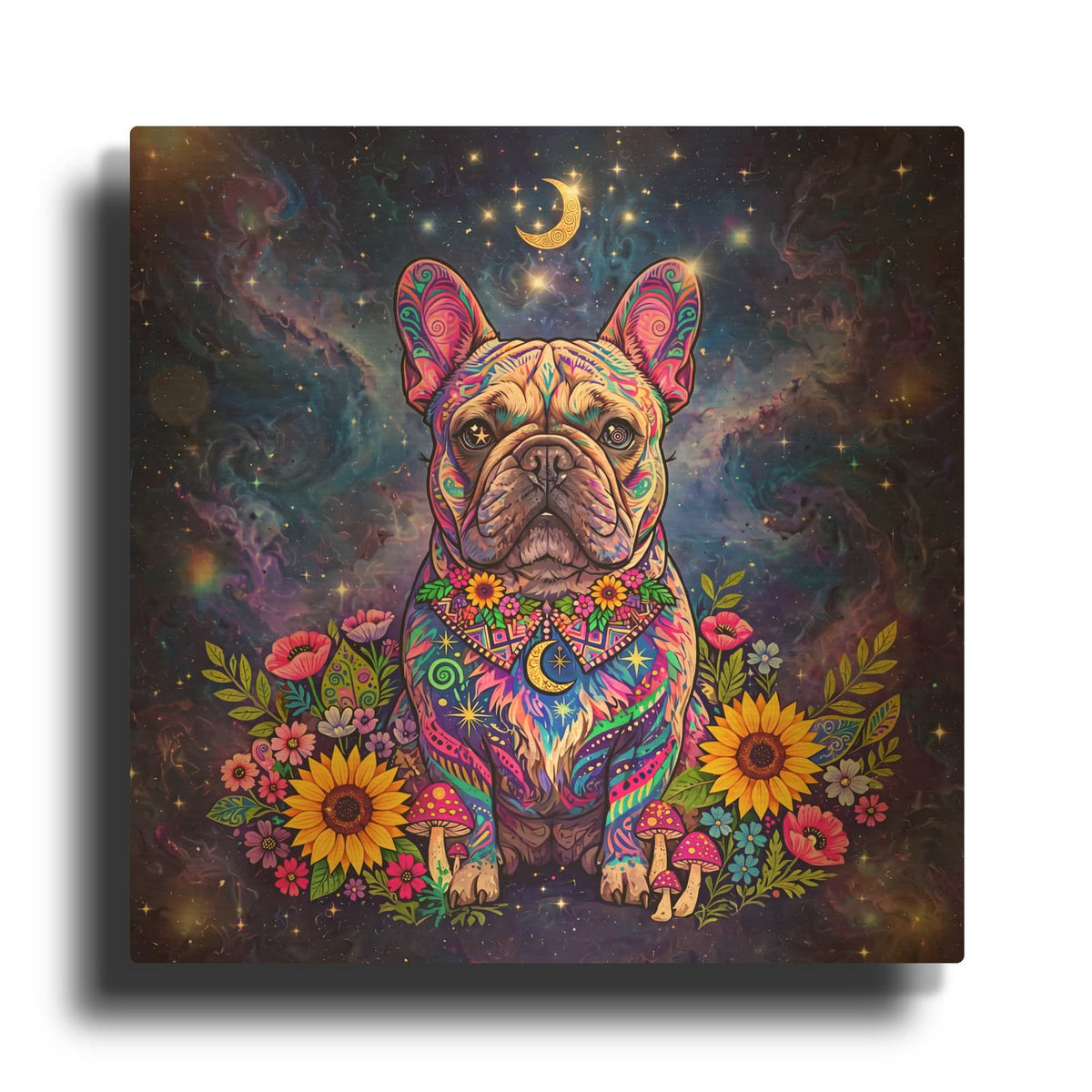 'Cosmic French Bulldog' By Veve Gold Metal Wall Art