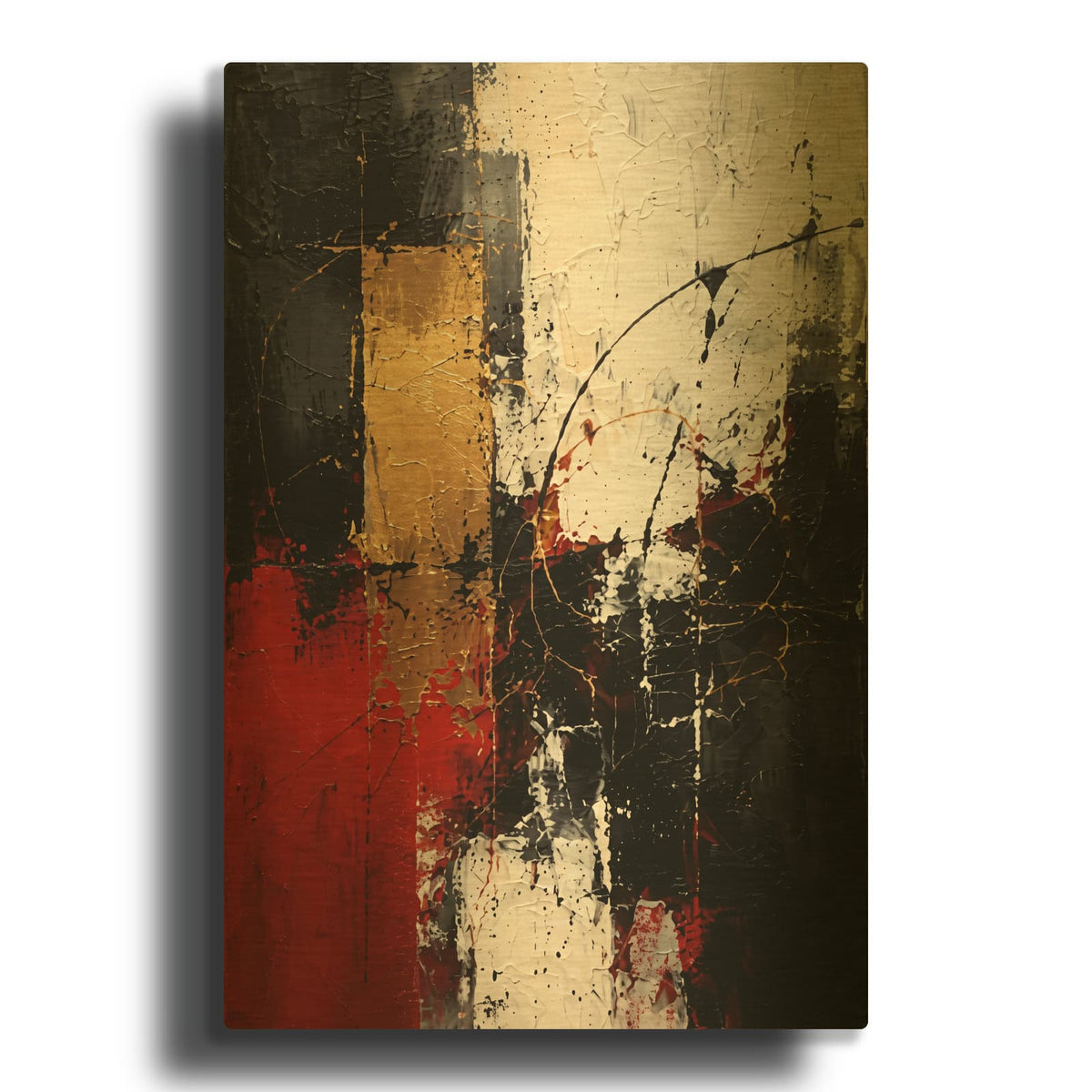 'Crimson Gold Contrast' By Veve Gold Metal Wall Art