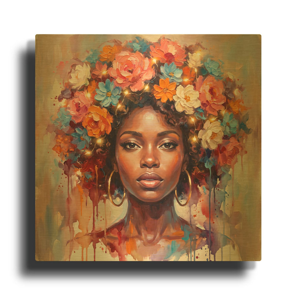 'Crowned Black Beauty I' By Veve Gold Metal Wall Art