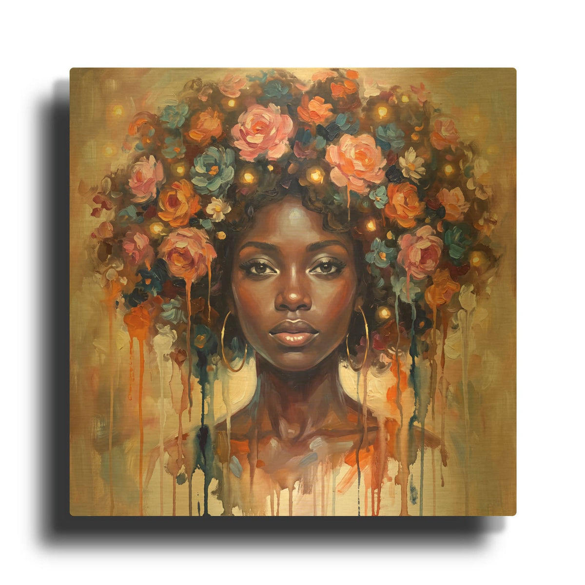 'Crowned Black Beauty II' By Veve Gold Metal Wall Art